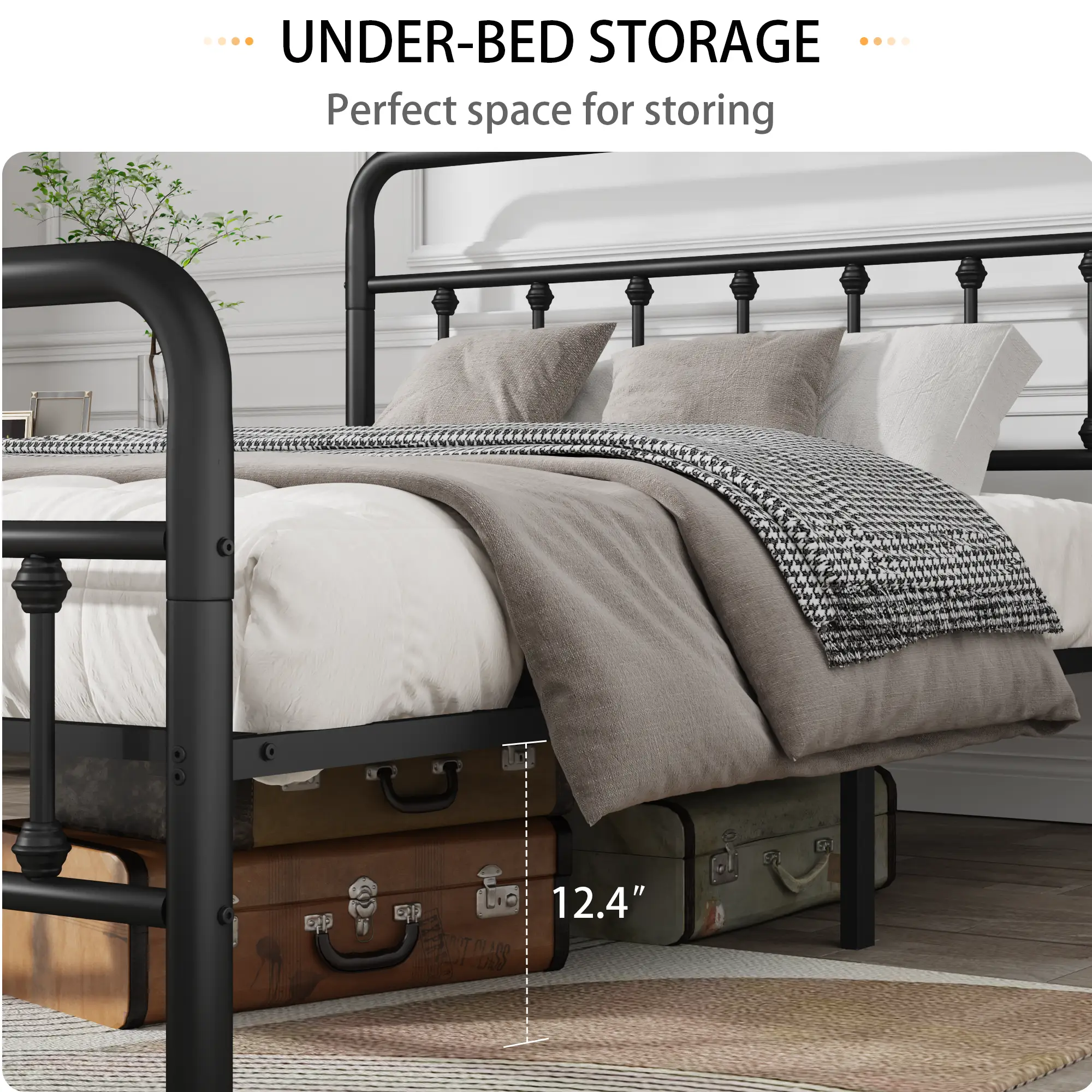 Metal Full Size Bed Frame with Headboard and Under Bed Storage by HouseOfZazla