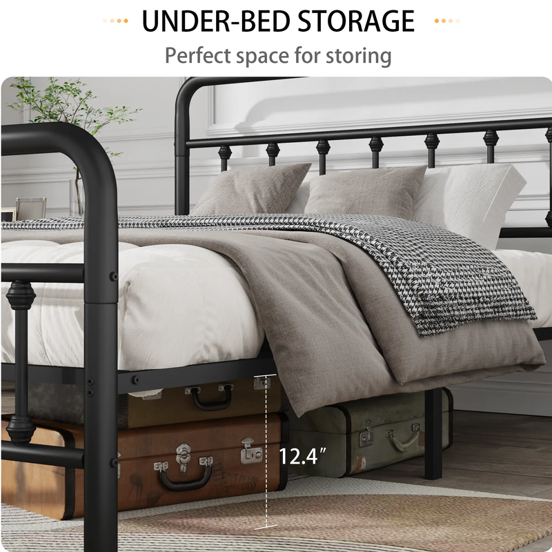 Metal Full Size Bed Frame with Headboard and Under Bed Storage by HouseOfZazla
