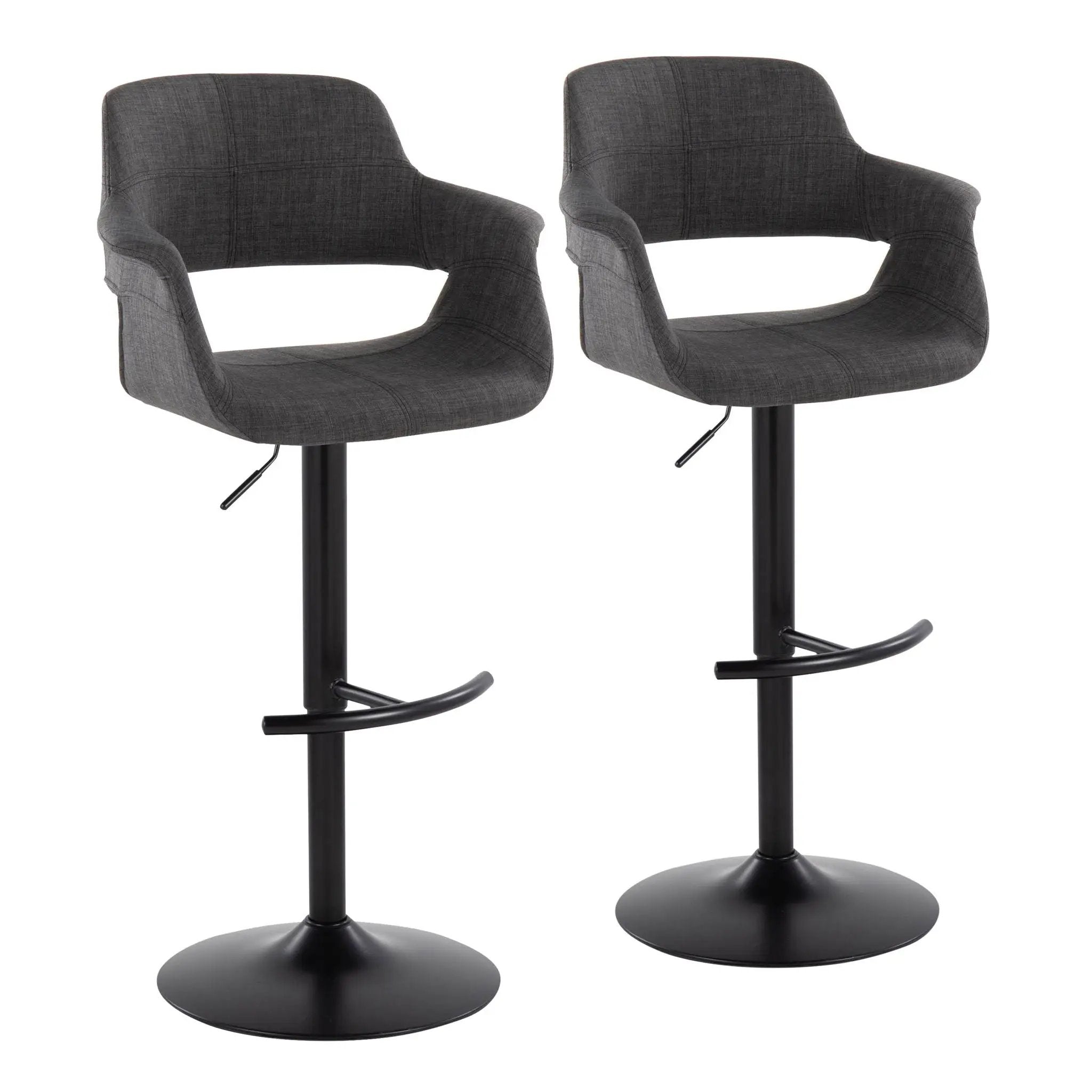 Vintage Flair - Mid Century Modern Adjustable Barstool With Swivel & Rounded T Footrest (Set of 2) by Unique Piece Furniture