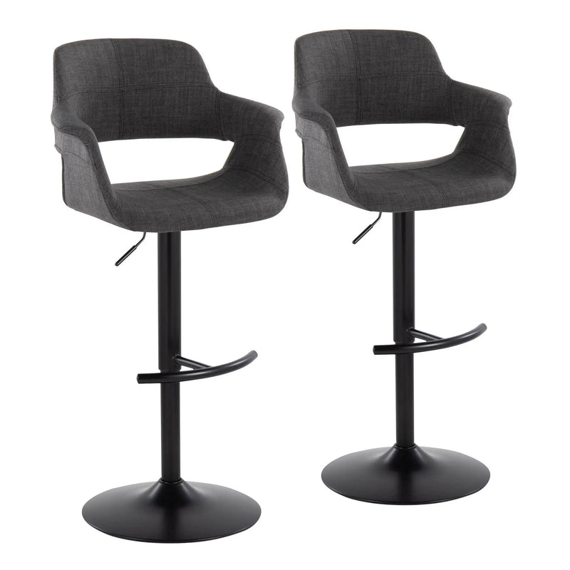 Vintage Flair - Mid Century Modern Adjustable Barstool With Swivel & Rounded T Footrest (Set of 2) by Unique Piece Furniture