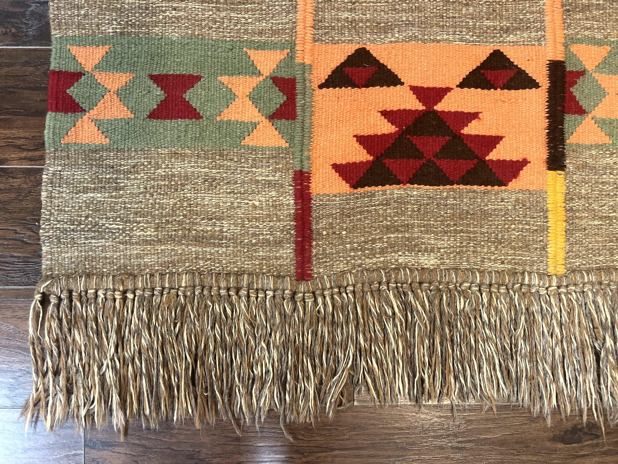 South American Flatweave Rug, Gray, Handmade Vintage Wool Bohemian Blanket by Jewel Rugs