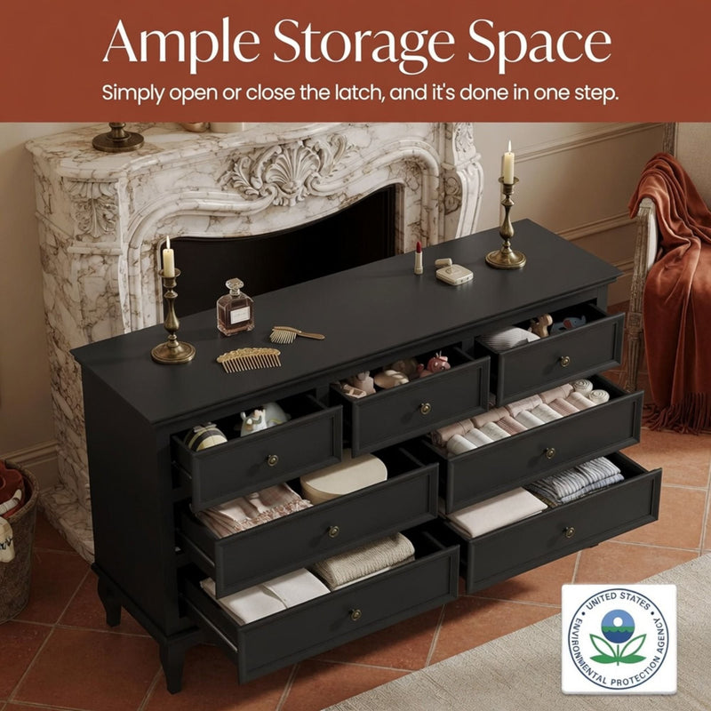 7 Drawer Dresser, Storage Chest - Black by HouseOfZazla