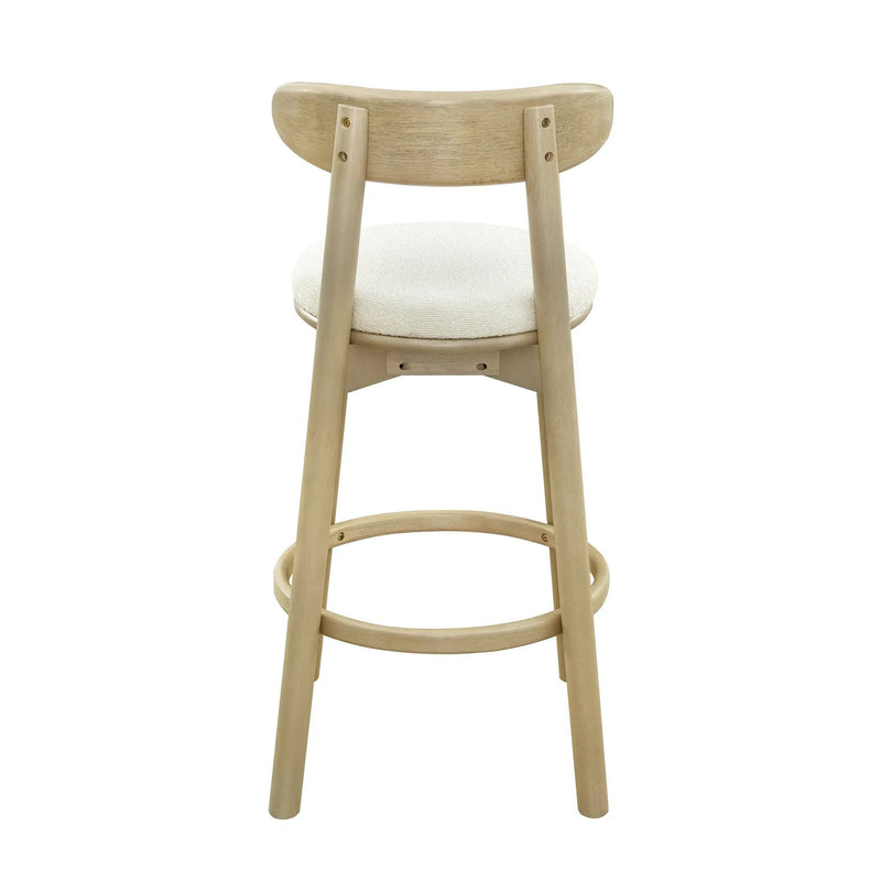 Round Cushion Bar Stools (Natural Ash + Beige) by HouseOfZazla