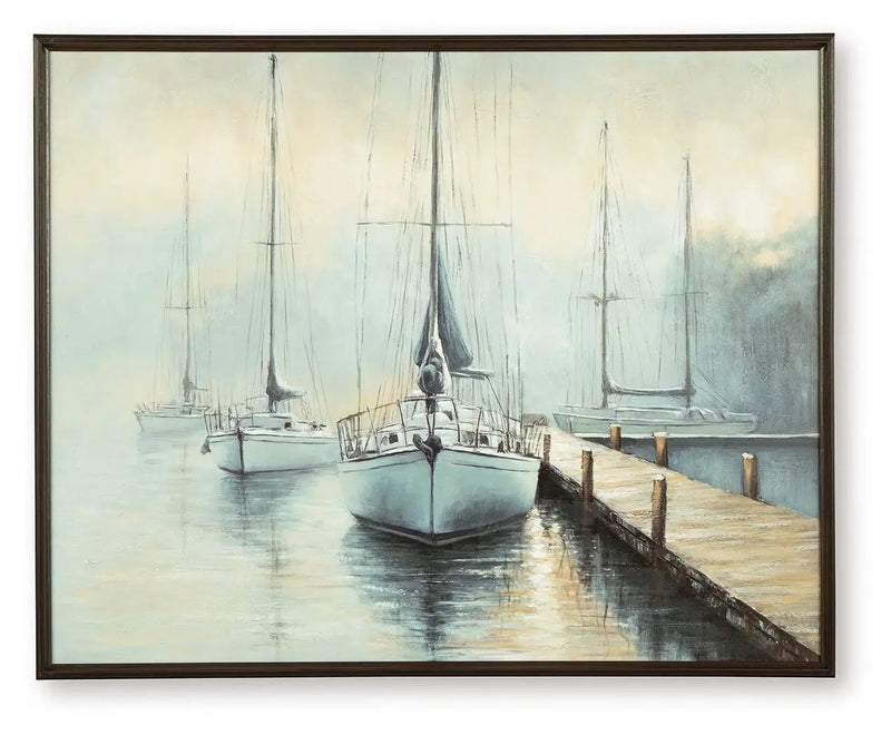 Worthney - Wall Art - Blue / White / Brown by Unique Piece Furniture