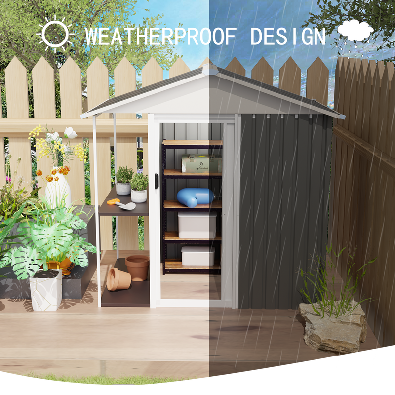 6 x 4 Ft Outdoor Storage Shed with Rack by HouseOfZazla