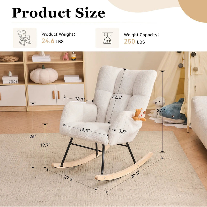 Rocking Gilder Chair For Living Room - Ivory by Unique Piece Furniture