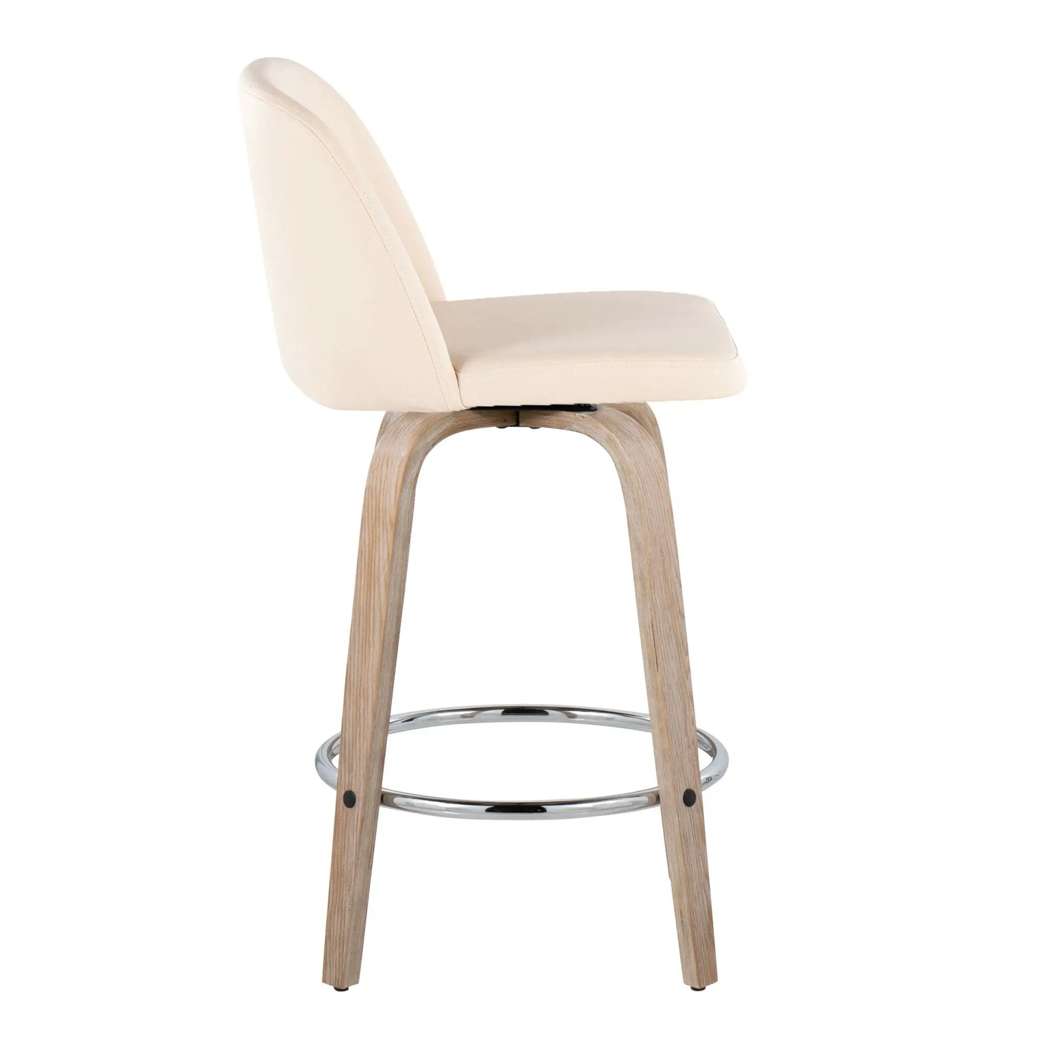 Toriano - Modern Design Fixed Height Counter Stool With Swivel With Round Footrest (Set of 2) by HouseOfZazla