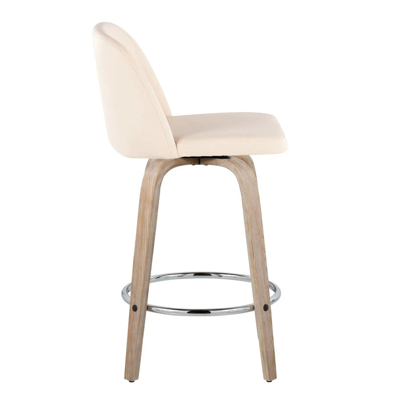 Toriano - Modern Design Fixed Height Counter Stool With Swivel With Round Footrest (Set of 2) by HouseOfZazla