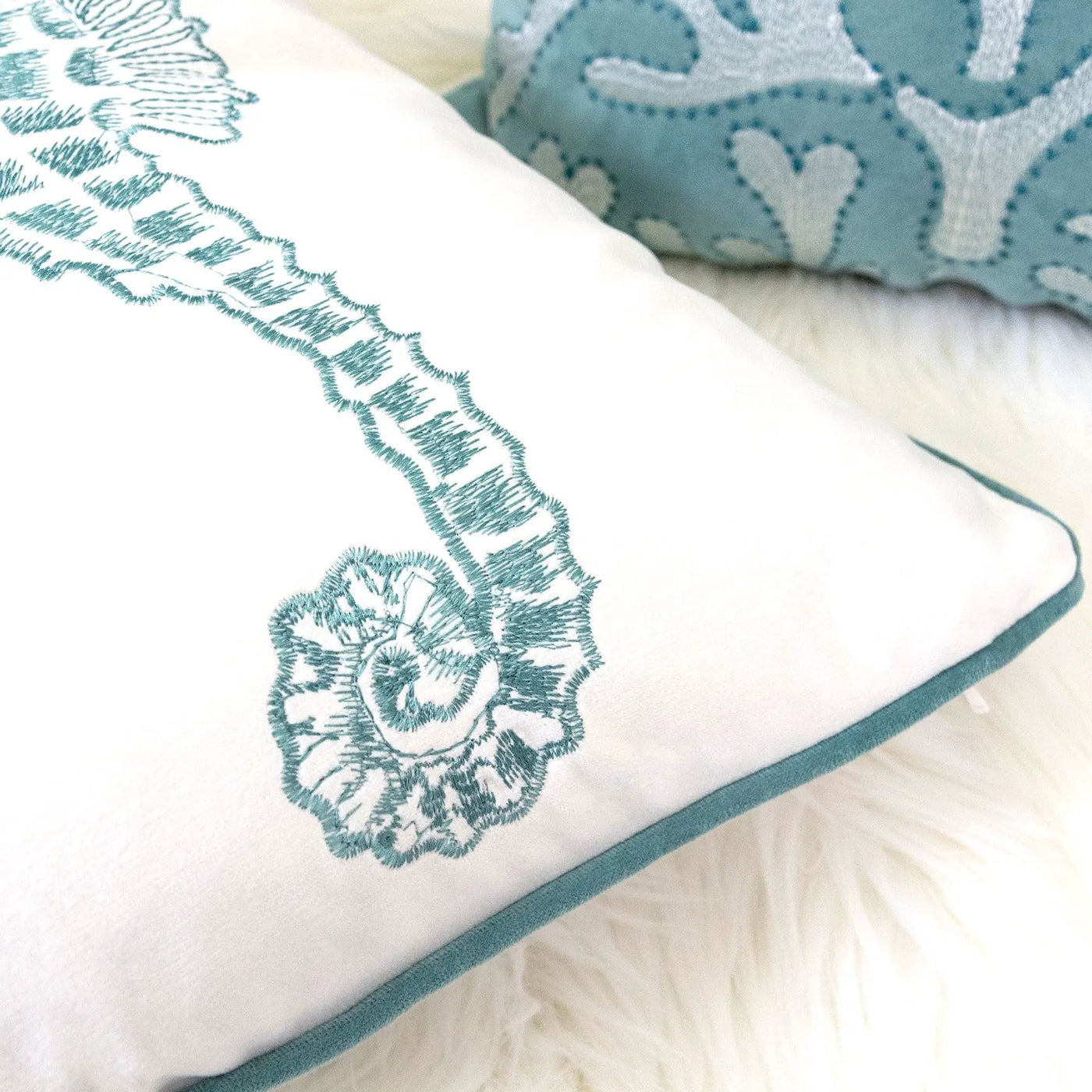 Seahorses Pillow Cover With Matching Back by Unique Piece Furniture