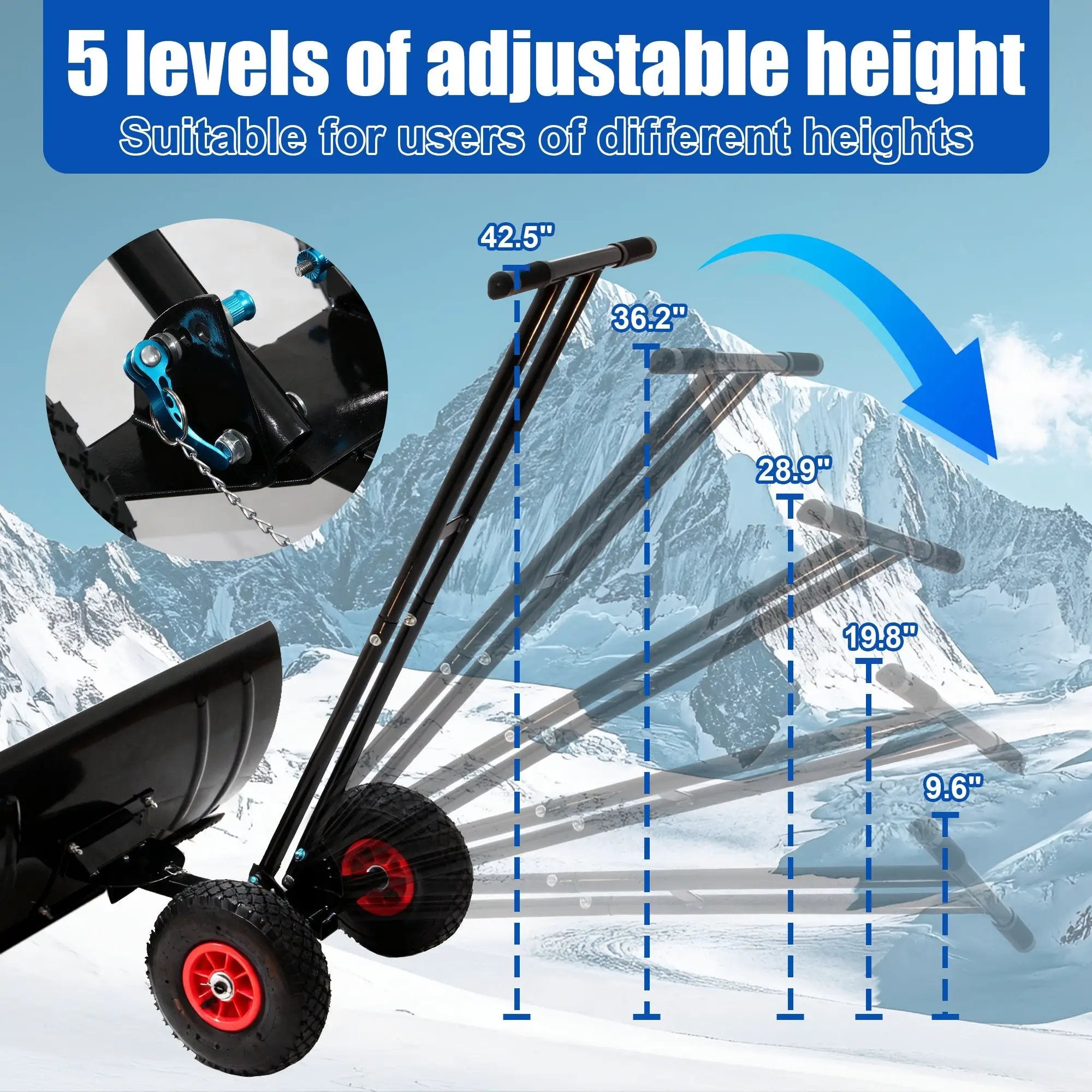 30" Heavy Duty Snow Shovel with Wheels by HouseOfZazla