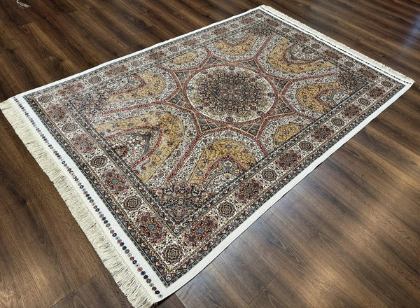 Turkish Silk Rug 5 x 7.6, Dome Design, Bamboo Silk, New, photo 2 of 9