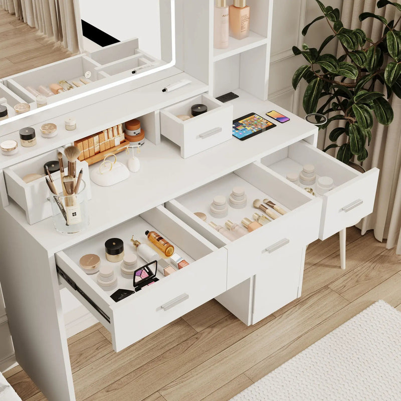 40.95" Newly Designed Smart Mirror Dressing Table With Drawers And Storage Cabinet, Dressing Table With Dressing Pad For Bedroom, Dressing Room by HouseOfZazla