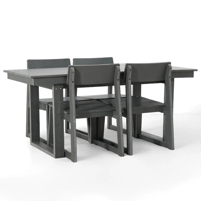 5 Piece Outdoor Dining Set, Table With Umbrella Hole And 4 Armrest Chairs by Unique Piece Furniture