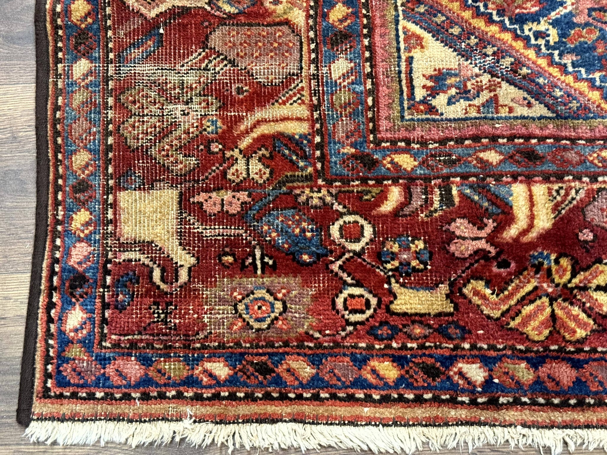 Antique Persian Rug 4x7, Blue and Red Malayer Carpet, Rare by Jewel Rugs