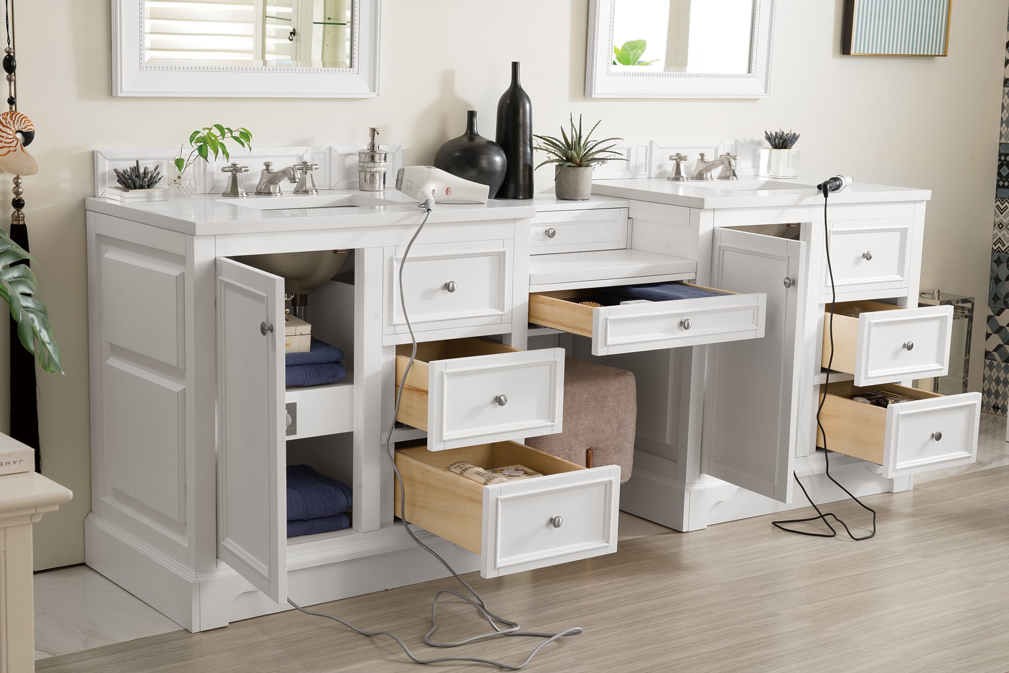 James Martin De Soto 94" Double Bathroom Vanity, Bright White, view 6