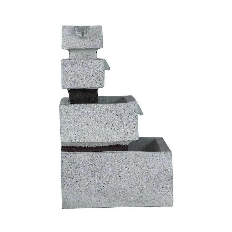 Decorative 4 Tier Block Fountain With Light, For Indoor And Outdoor - Black / Gray by Unique Piece Furniture