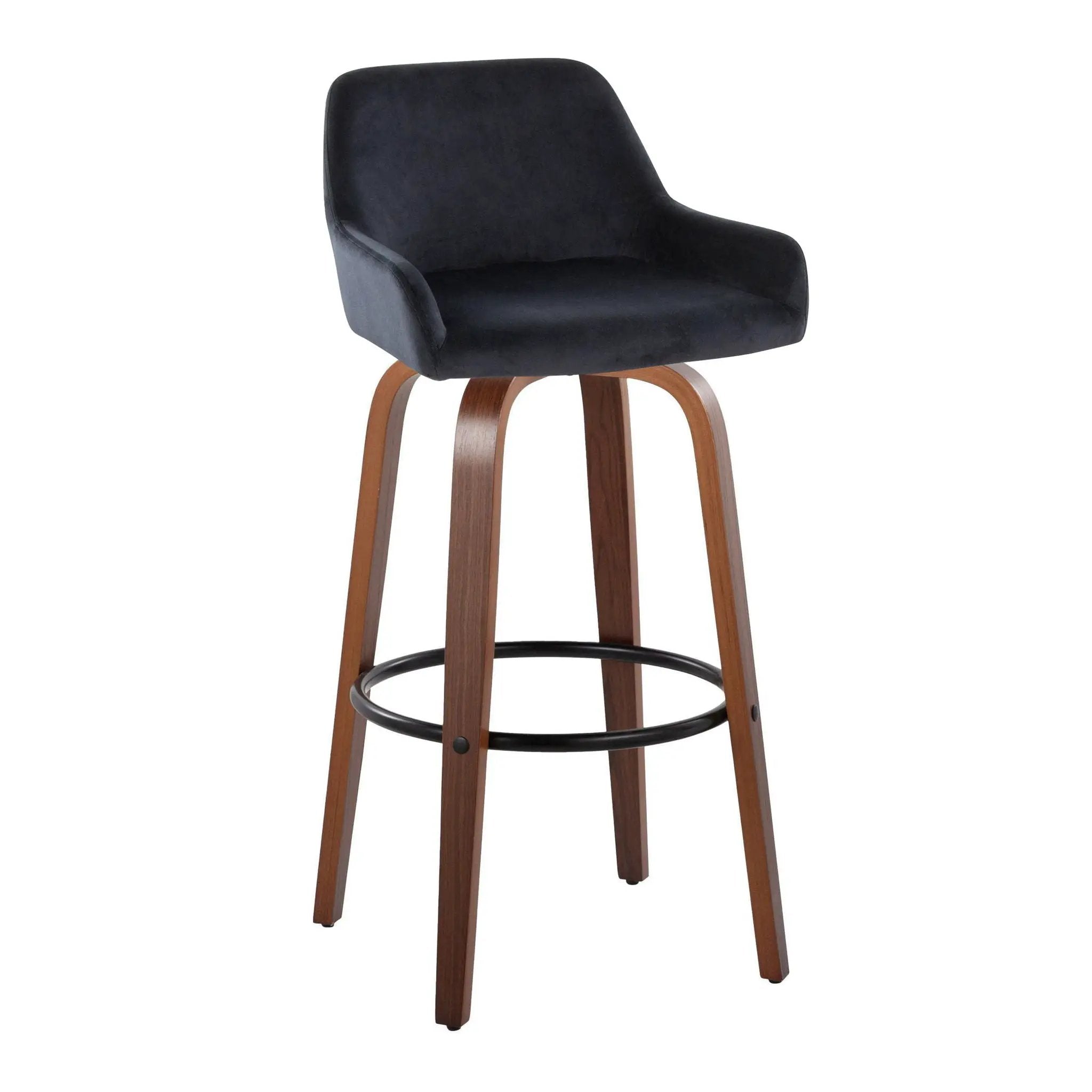 Daniella - Contemporary Fixed Height, Barstool & Swivel And Round Footrest (Set of 2) by HouseOfZazla