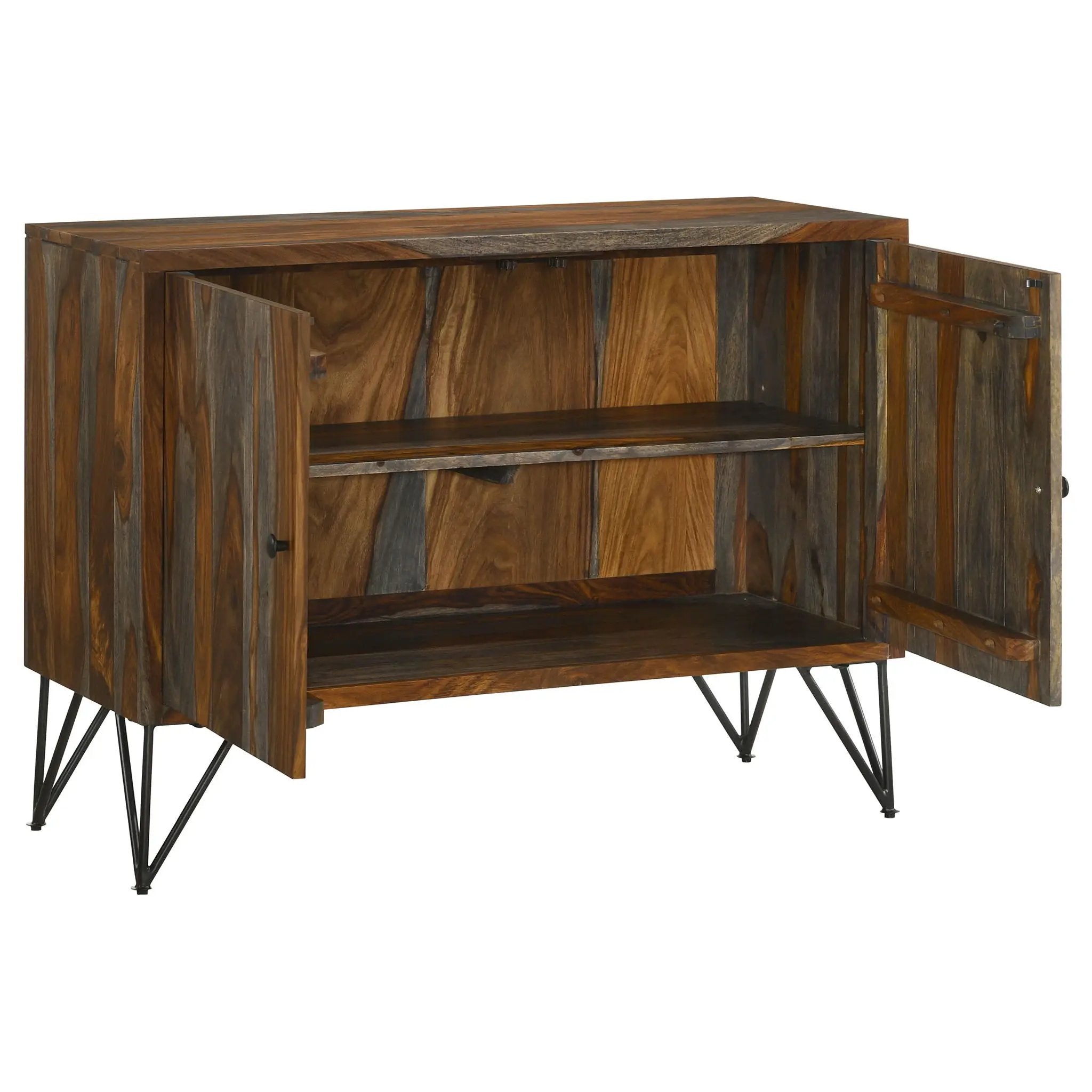 Macon 2-door Sheesham Wood Storage Accent Cabinet Grey by Unique Piece Furniture