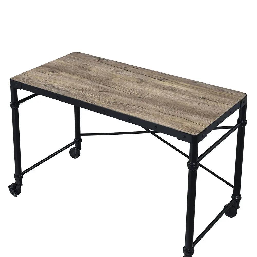 Oklarth - Writing Desk - Rustic Oak & Black by Unique Piece Furniture