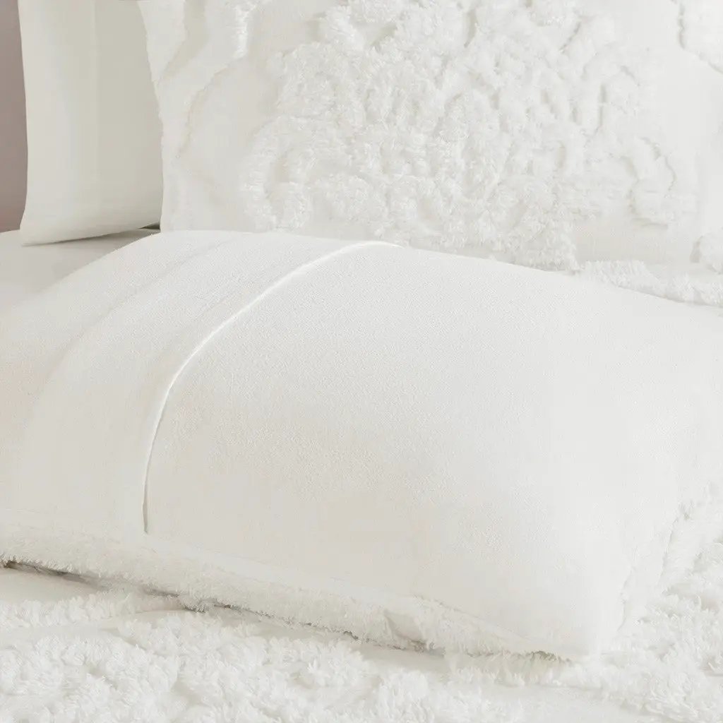 Full/Queen Tufted Cotton Chenille Damask Duvet Cover Set by HouseOfZazla