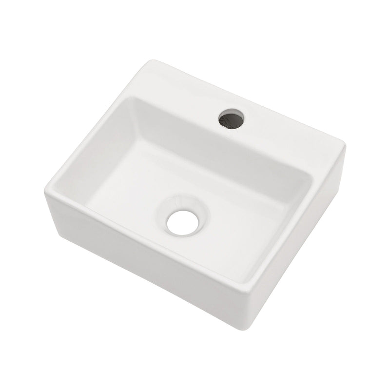 Ceramic Rectangle Wall Mount Bathroom Sink With Single Faucet Hole by HouseOfZazla