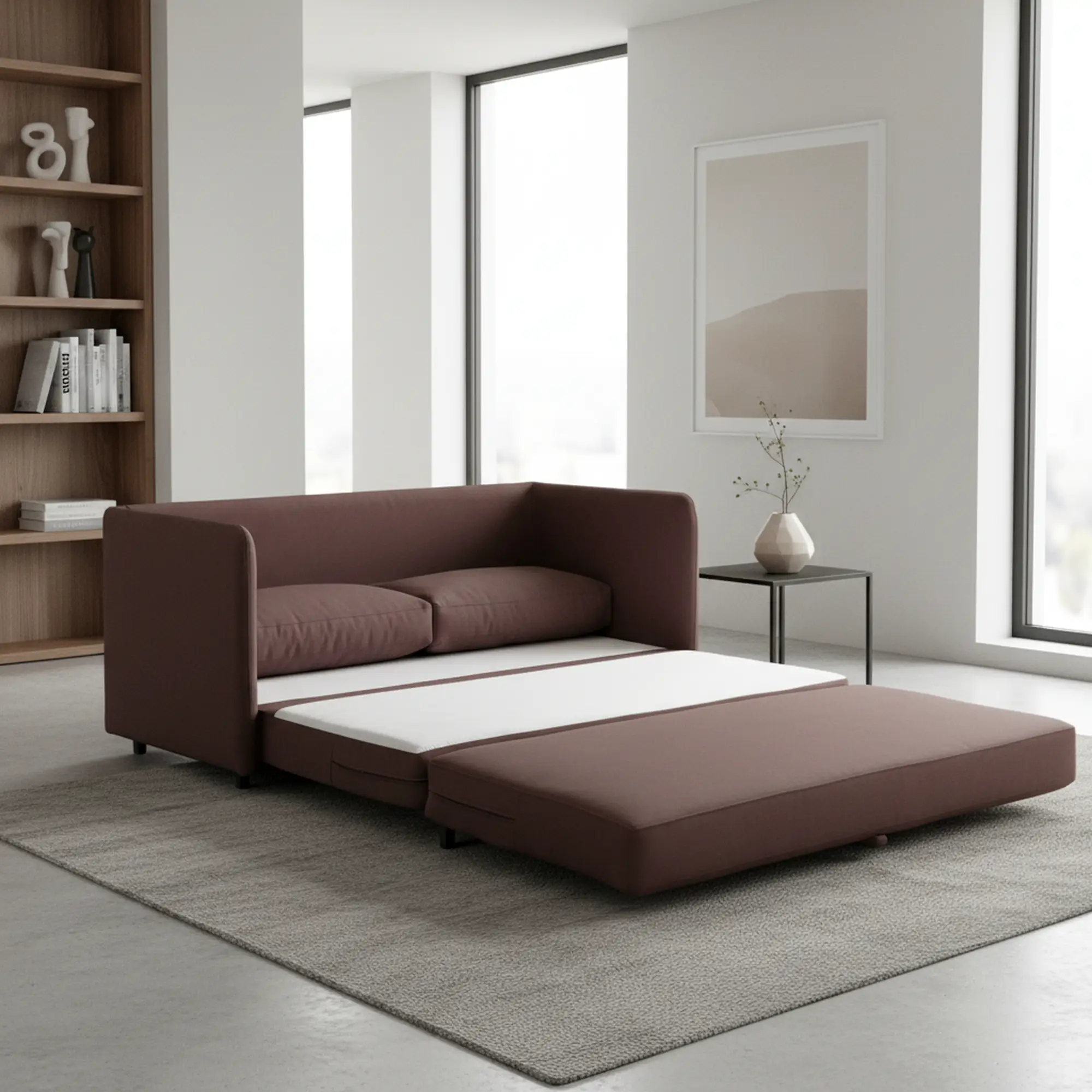 Container Furniture Direct Kathy Collection Modern Contemporary Fabric Upholstered Livingroom Loveseat Sleeper by HouseOfZazla