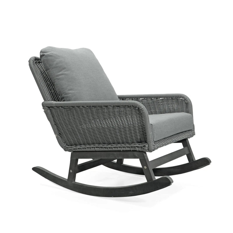 Contemporary Minimalist Wicker Rocking Chair With Soft Cushions by HouseOfZazla