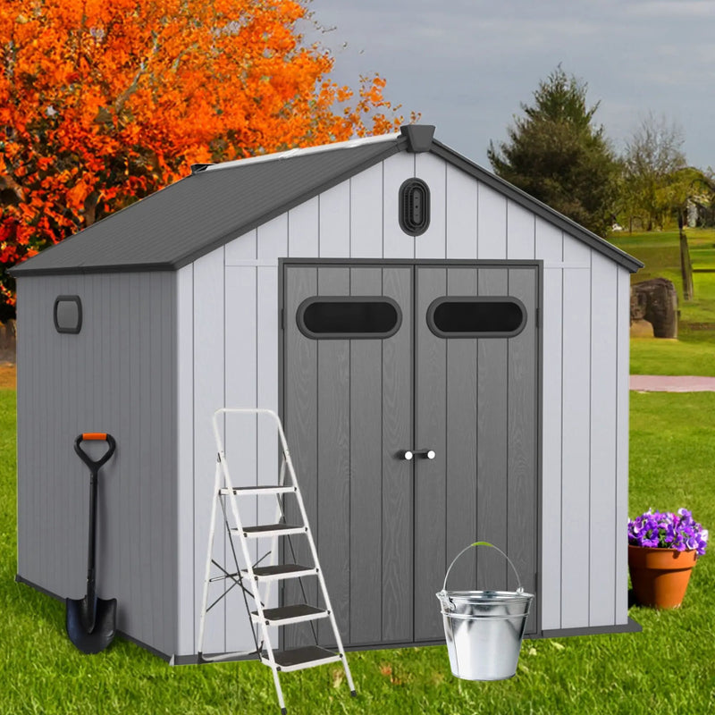 Resin Plastic Storage Shed For Backyard Garden With Spire Tool Storage by HouseOfZazla