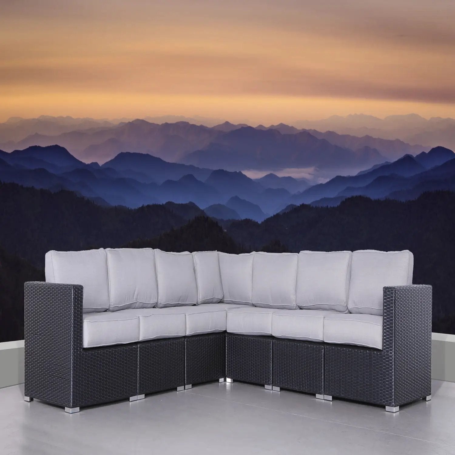 Luxurious Wicker Patio Sectional With Weather Resistant Sunbrella Cushions by HouseOfZazla