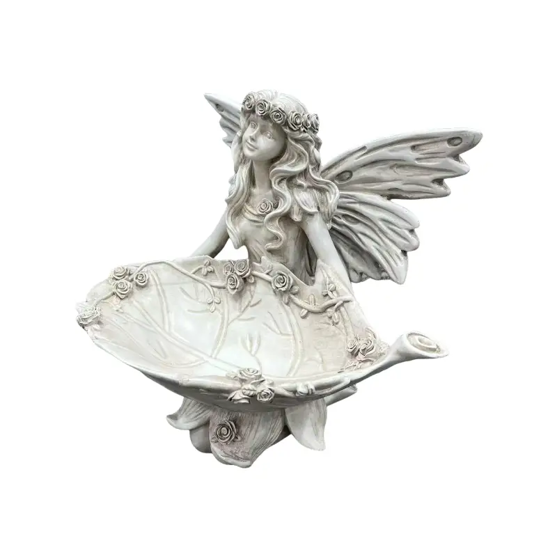 12.80" High Garden Fairy Figurine with Leaf Tray by HouseOfZazla