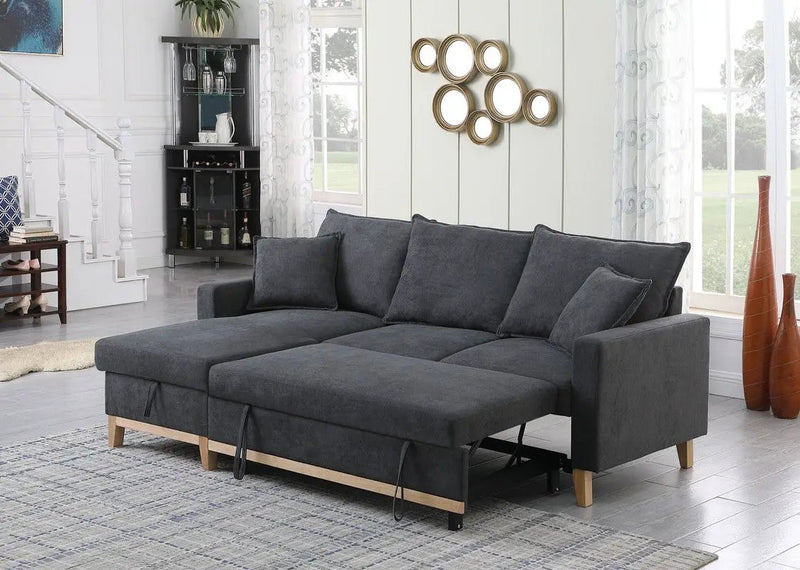 Colton - Reversible Sleeper Sectional Sofa With Storage Chaise - Dark Gray by Unique Piece Furniture