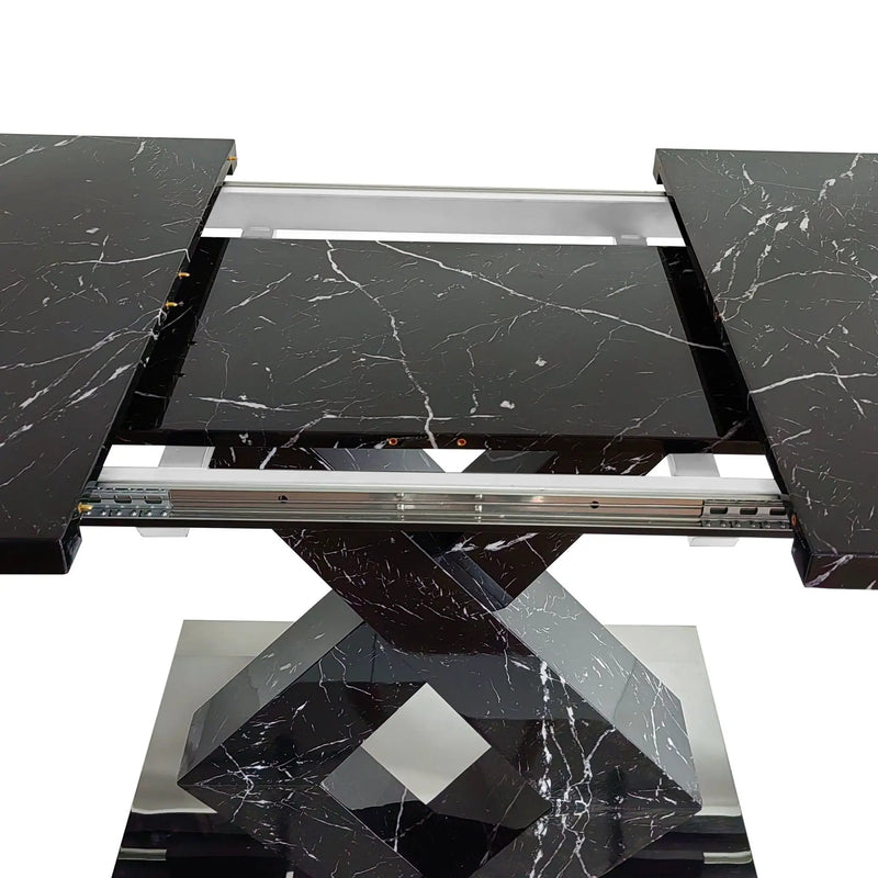 Modern Rectangle Dining Table With Stretchable TopAnd X Shape Legs by HouseOfZazla