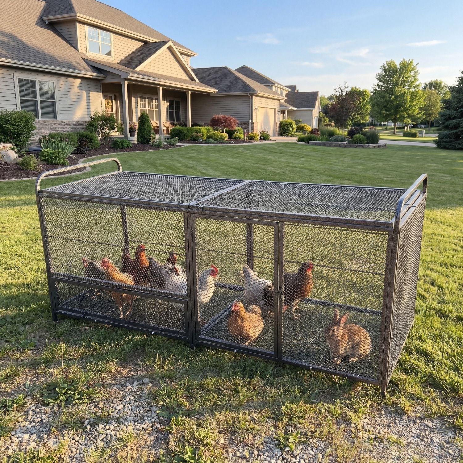Chicken Cage, Poultry Breeding Coop - Black / Silver by HouseOfZazla