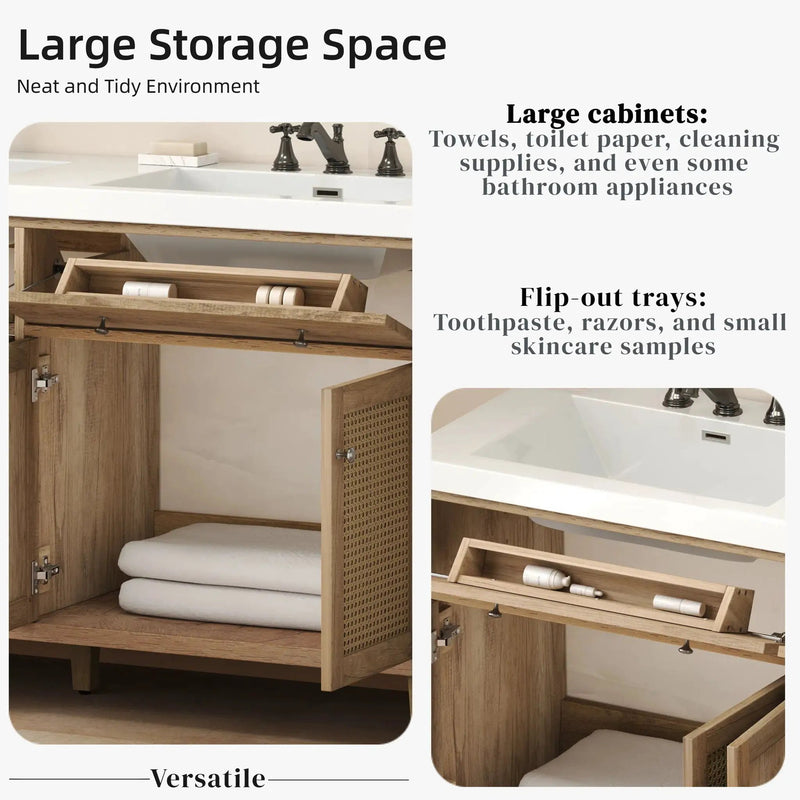 Bathroom Vanity With Double Sink, Large Storage Space by HouseOfZazla