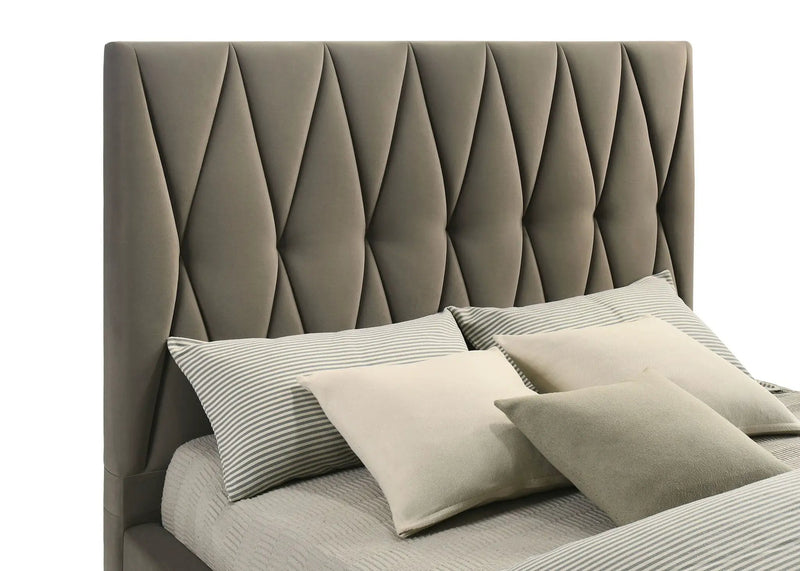 Delsea Upholstered Queen Panel Platform Bed Light Brown by Unique Piece Furniture