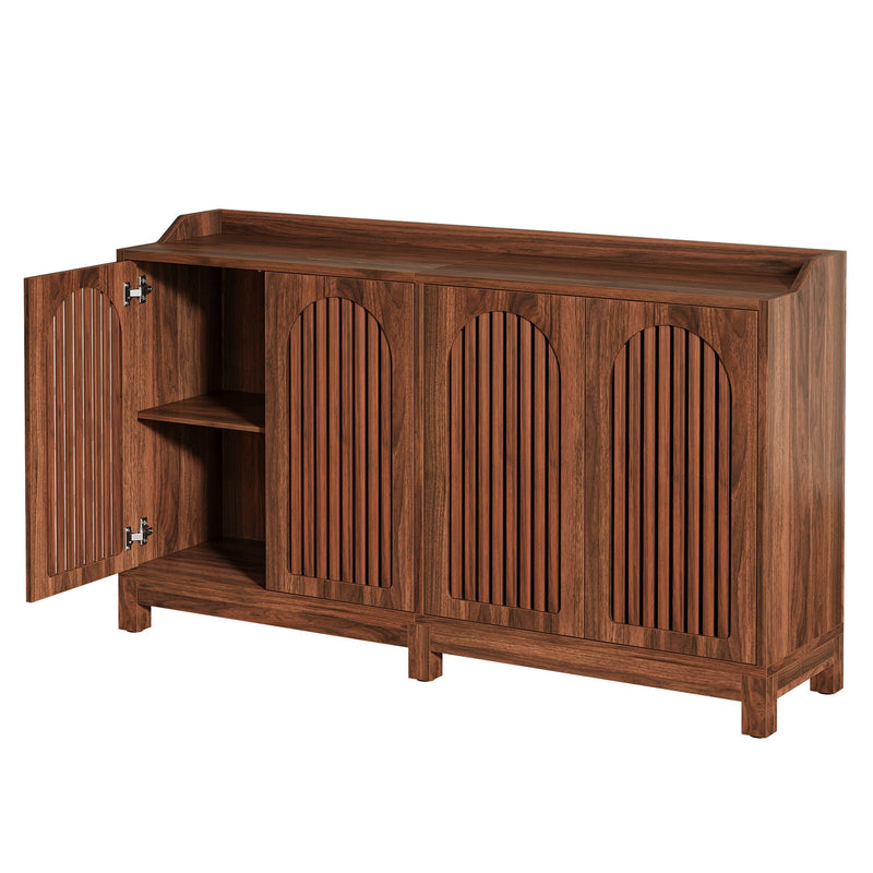Sideboard Buffet Cabinet With 4 Doors & Shelves, Credenza Table For Dining Room - Brown by HouseOfZazla