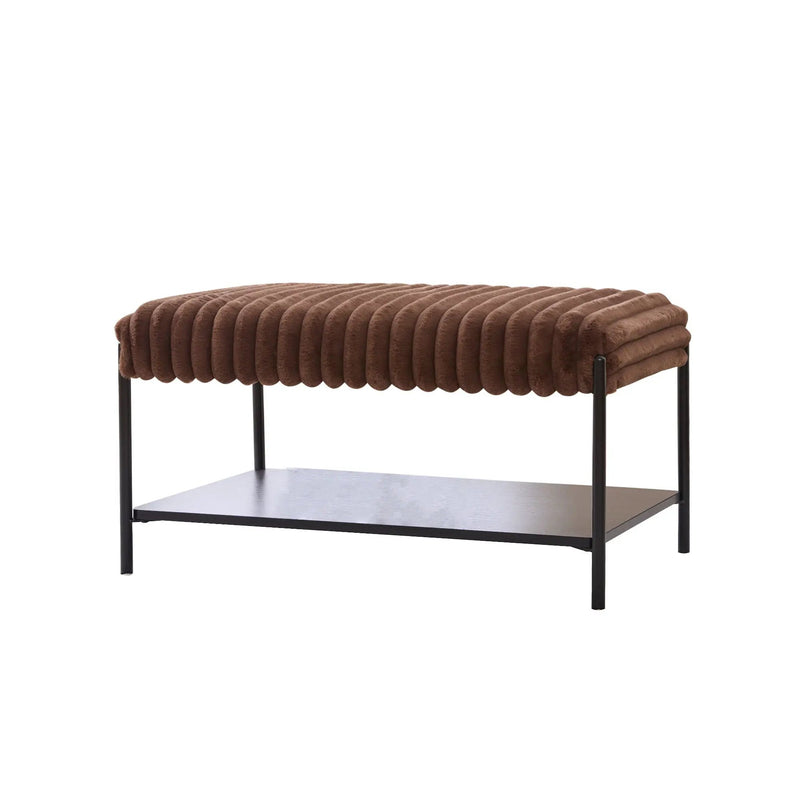 Upholstered Ottoman Coffee Table Foot Rest With Open Storage by Unique Piece Furniture