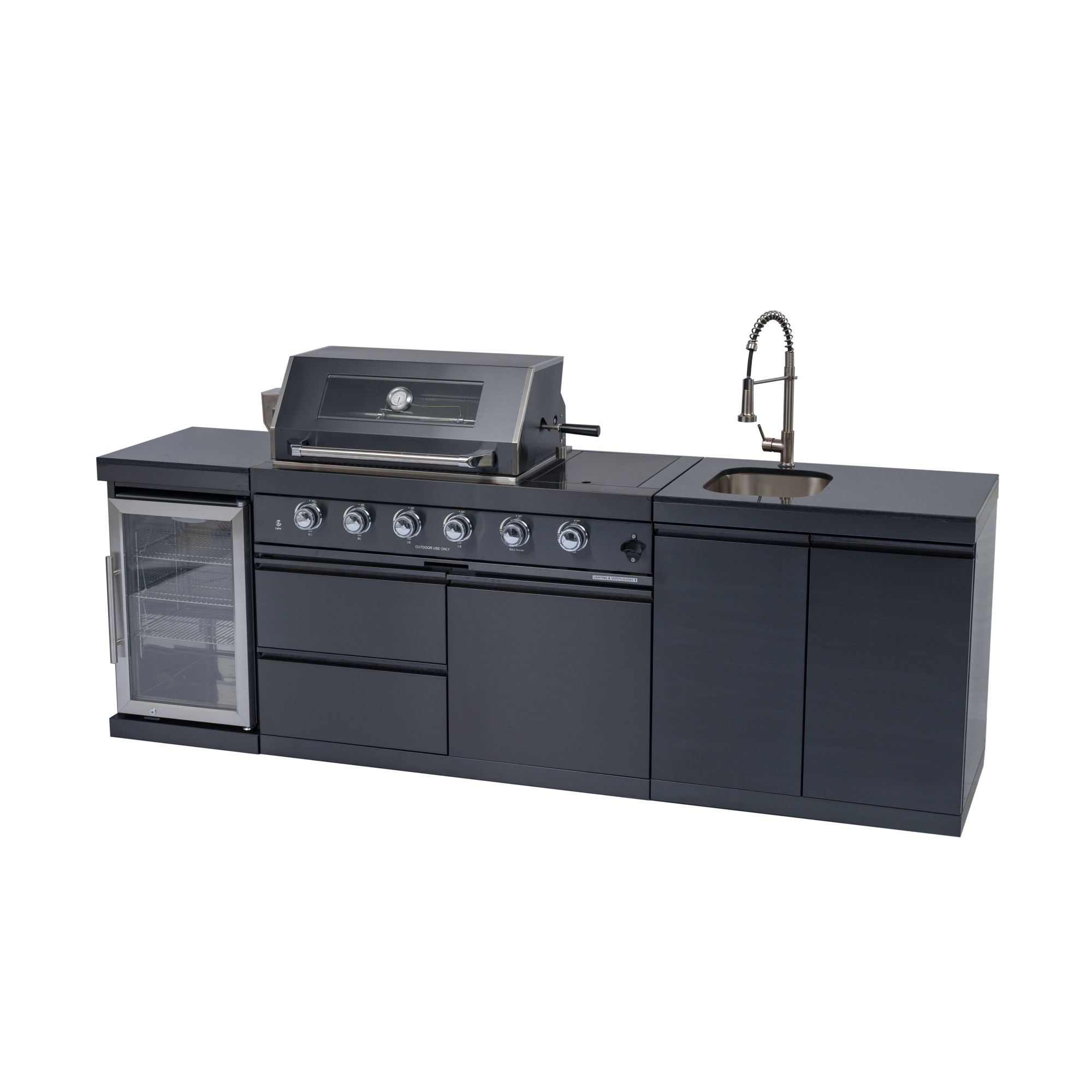 NG 104" 4-Burner 72,000 BTU Black Outdoor Kitchen Island Grill Rotisserie by Chery Industrial