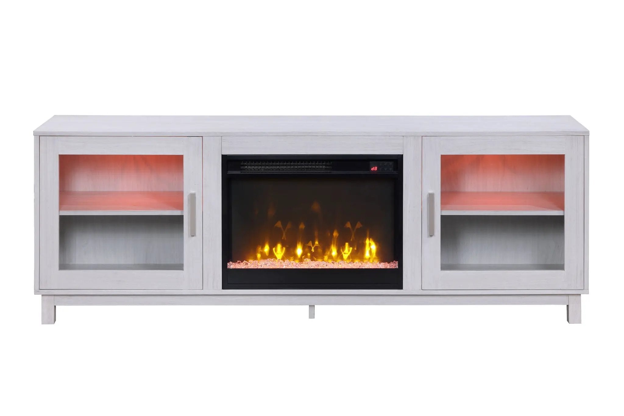 Summit - TV Stand Console With Fireplace - White Walnut Finish