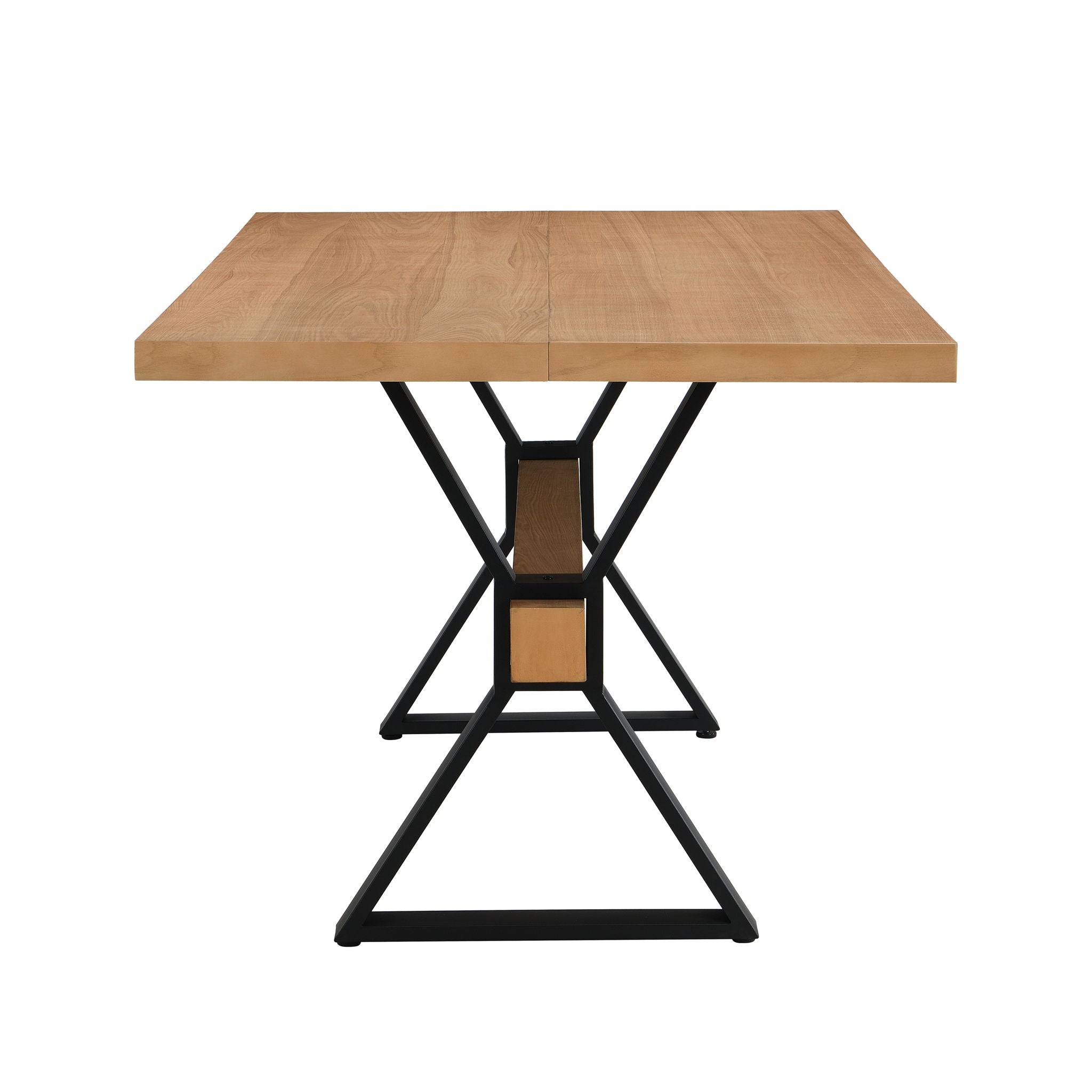 Farmhouse Style X Shaped Legs Dining Table With Metal - Natural by HouseOfZazla