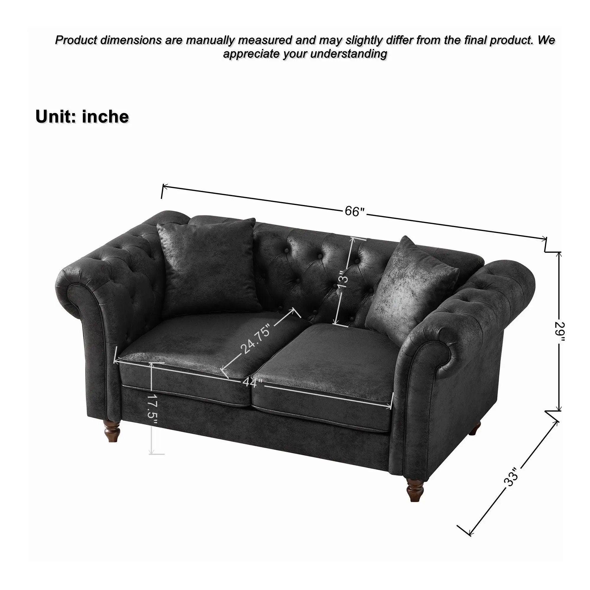 Chesterfield 3 And 2 Seater Sofa Set, High Tech Fabric Upholstered Couch For Living Room by HouseOfZazla