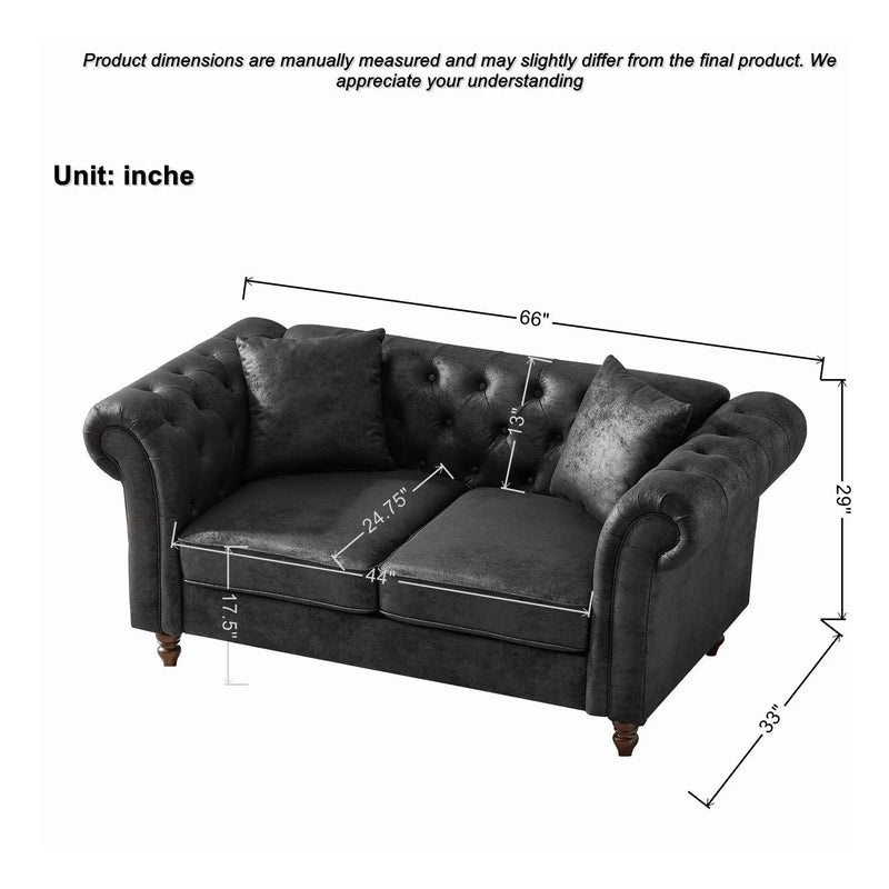 Chesterfield 3 And 2 Seater Sofa Set, High Tech Fabric Upholstered Couch For Living Room by HouseOfZazla