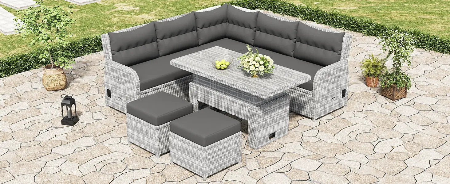 Outdoor Furniture Set Patio Rattan with Recliners and Tables by HouseOfZazla