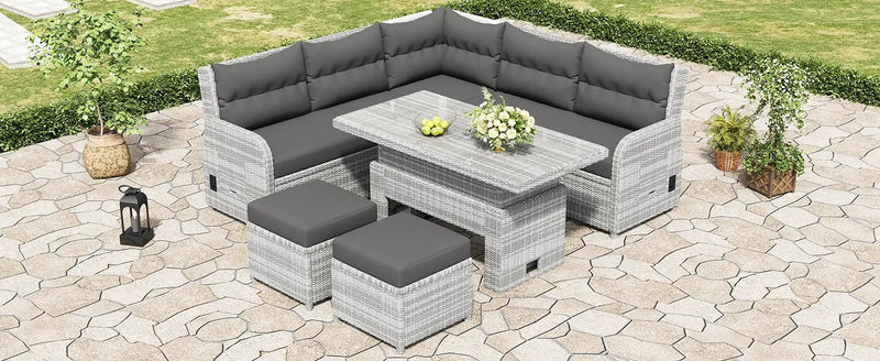 Outdoor Furniture Set Patio Rattan with Recliners and Tables by HouseOfZazla