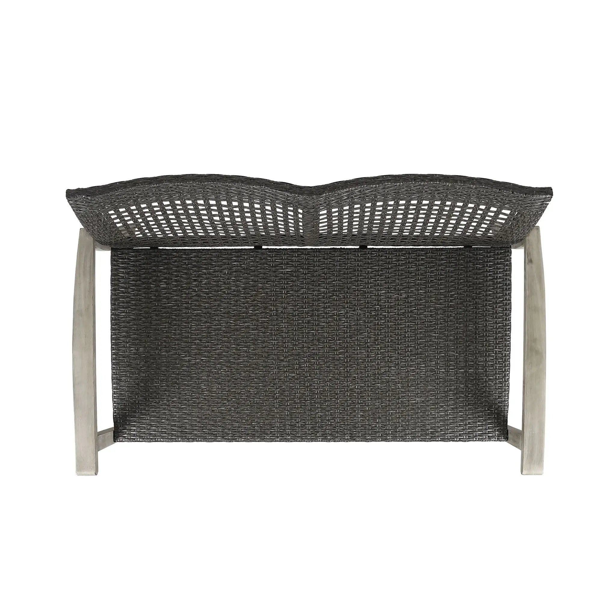 Hampton Outdoor Wood and Wicker Loveseat - Gray by HouseOfZazla