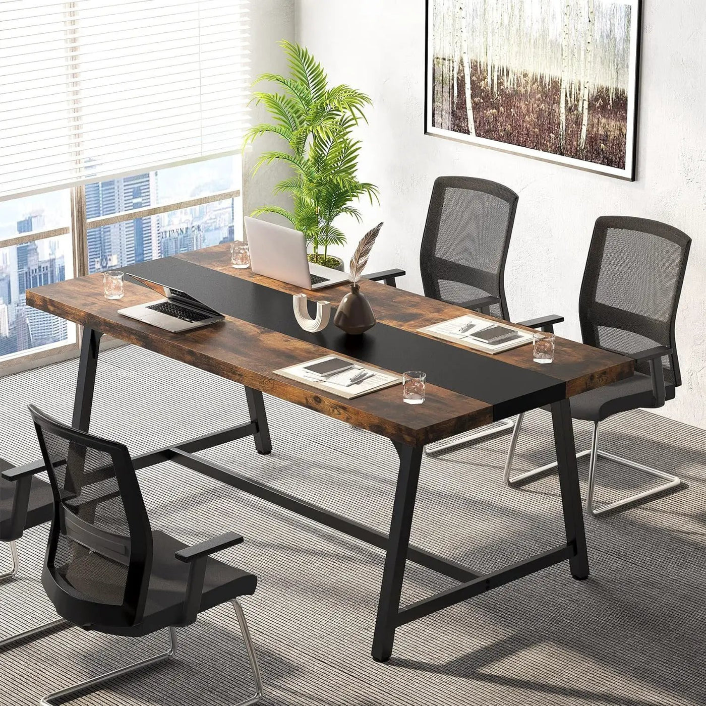 Modern Rectangular Conference Table For 6 - 8 People, Office Executive Desk by HouseOfZazla