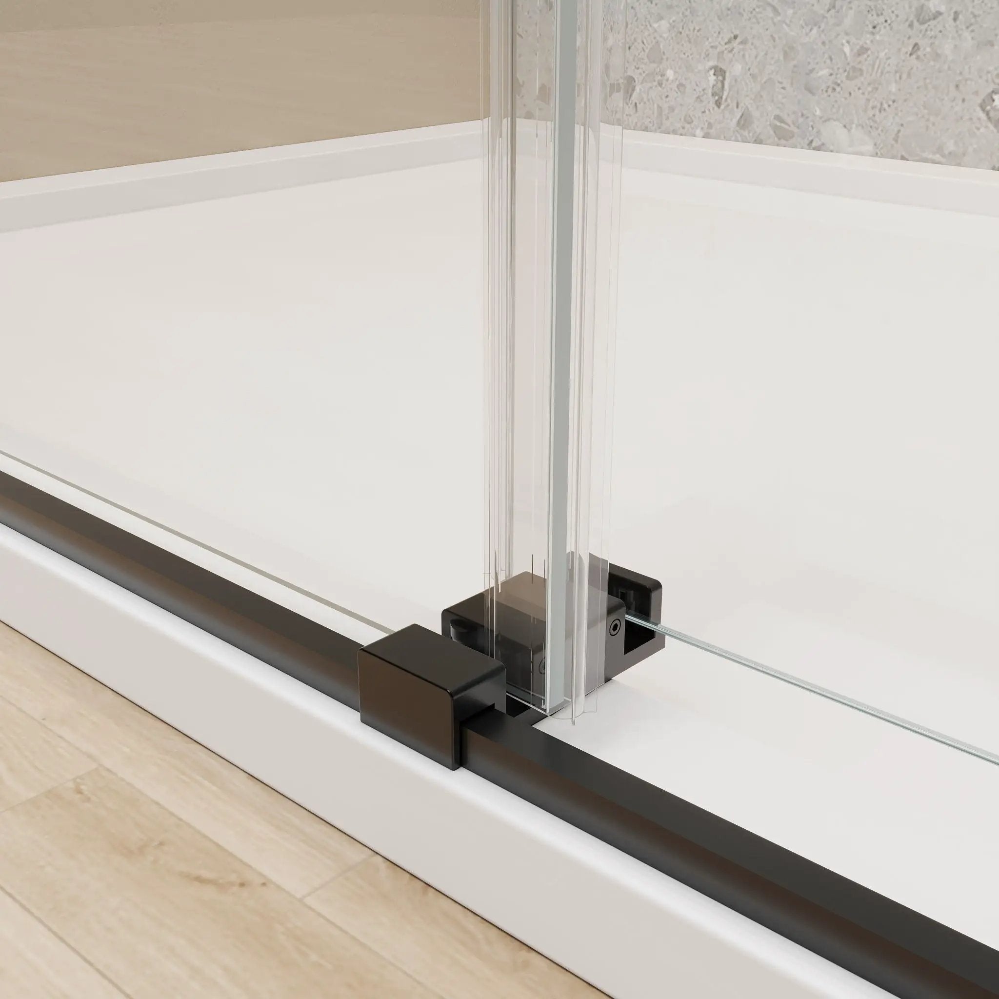 Frameless Double Sliding Soft Close Bathtub Shower Door, 5 / 16" Clear Nano Coated Tempered Glass And 304 Stainless Steel Handle - Matte Black by HouseOfZazla