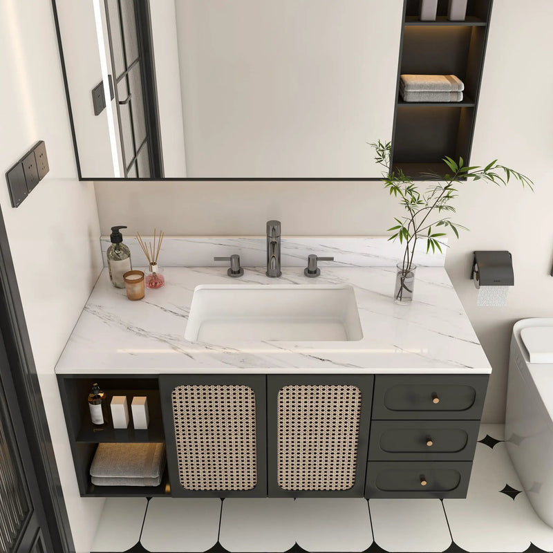Bianco Carrara Venato Elegant Marble Vanity Top, Bathroom Vanity With Undermount Sink, Sintered Stone by HouseOfZazla
