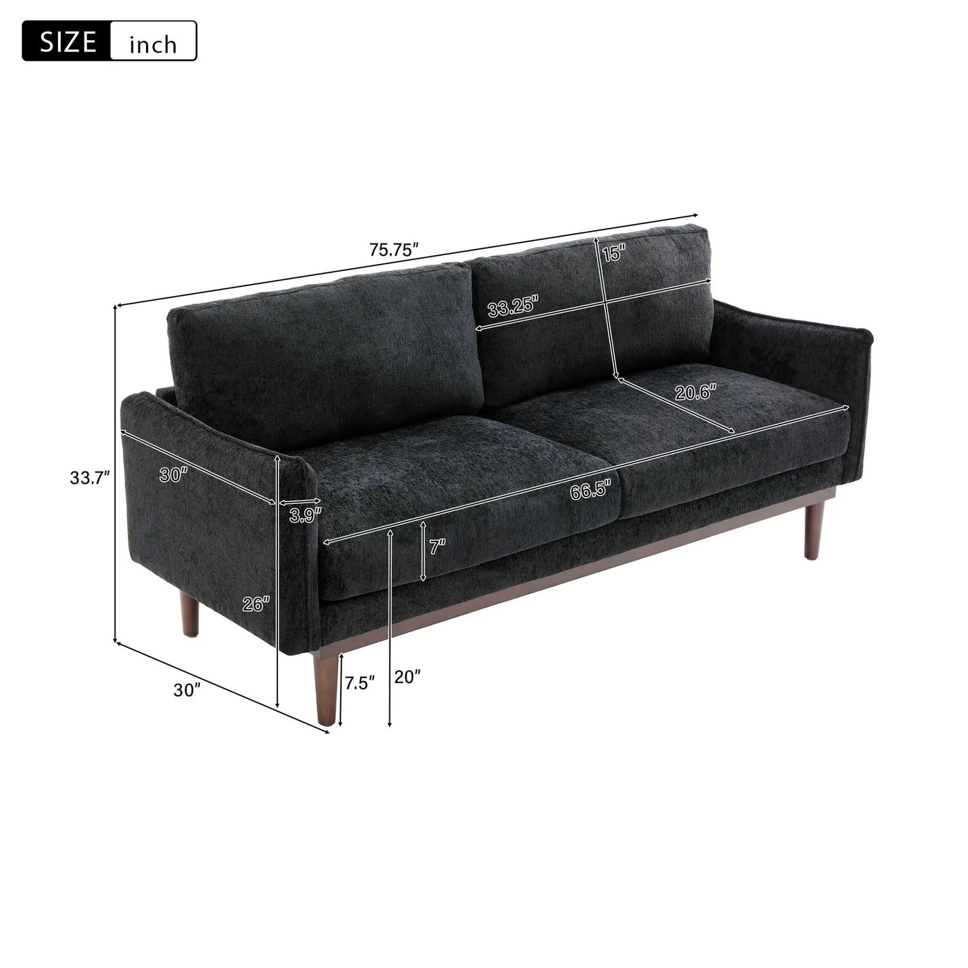 Loveseat Sofa With Spacious Seating by Unique Piece Furniture