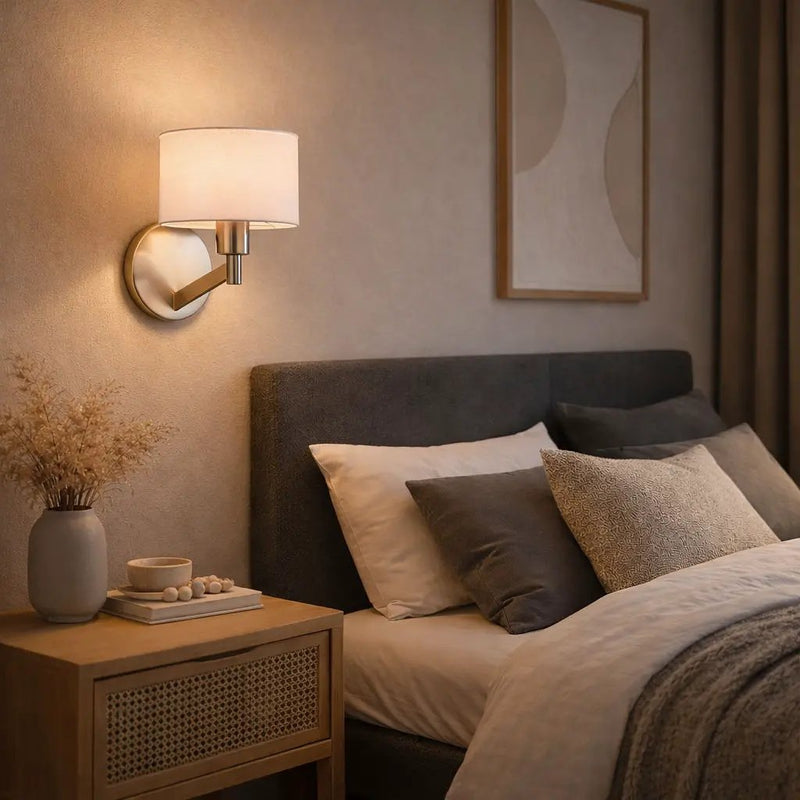 Nebula - Base Wall Lamp With Rotary Switch Shade - Brushed Nickel / Silver / White by Unique Piece Furniture